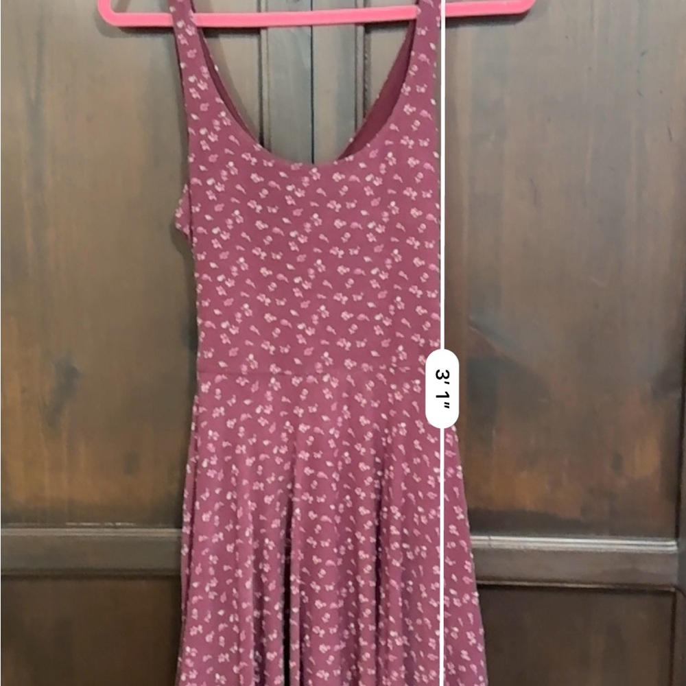 Abercrombie & Fitch Floral Burgundy Skater Dress Cross Back Large Cottagecore - Picture 7 of 8